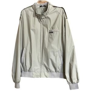 Vtg 1980s Mens Members Only Windbreaker Jacket Iconic Collar Strap Beige XL Long